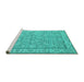 Sideview of Machine Washable Abstract Turquoise Contemporary Area Rugs, wshcon180turq