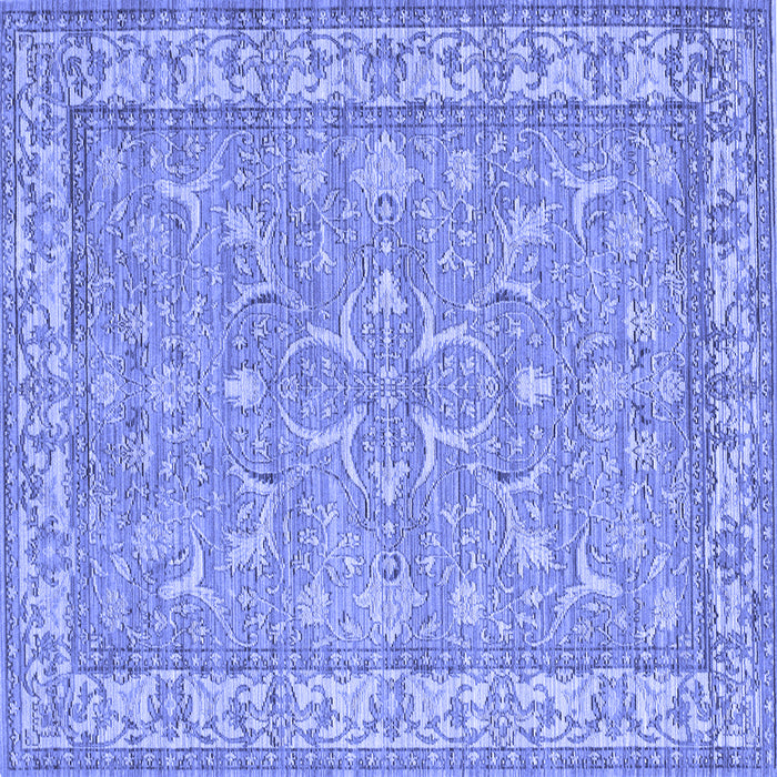 Square Abstract Blue Contemporary Rug, con180blu