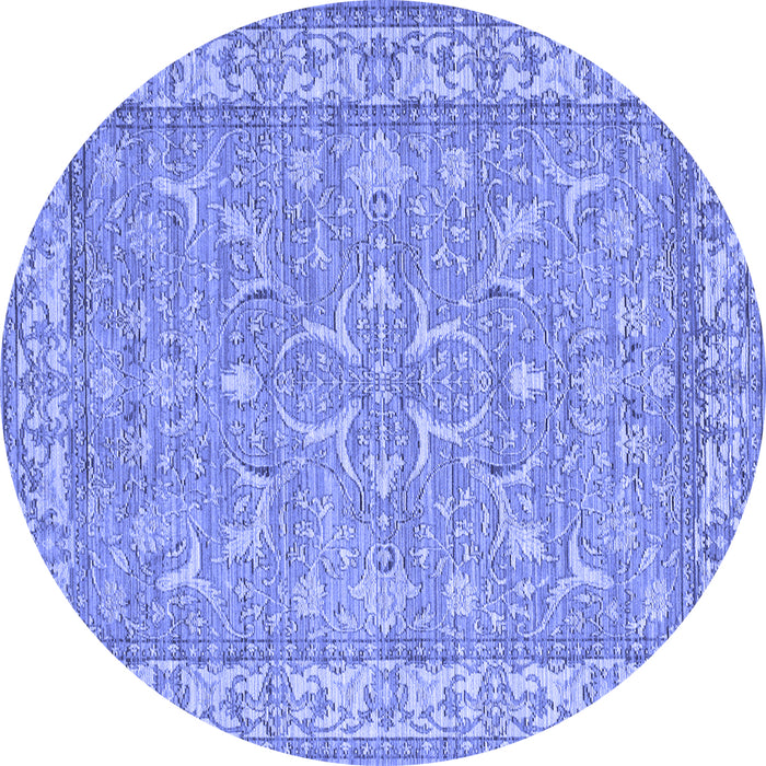 Round Abstract Blue Contemporary Rug, con180blu