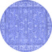 Round Abstract Blue Contemporary Rug, con180blu