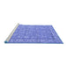 Sideview of Machine Washable Abstract Blue Contemporary Rug, wshcon180blu