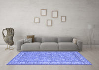 Machine Washable Abstract Blue Contemporary Rug, wshcon180blu