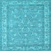 Square Abstract Light Blue Contemporary Rug, con180lblu