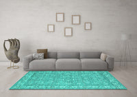 Machine Washable Abstract Turquoise Contemporary Rug, wshcon180turq