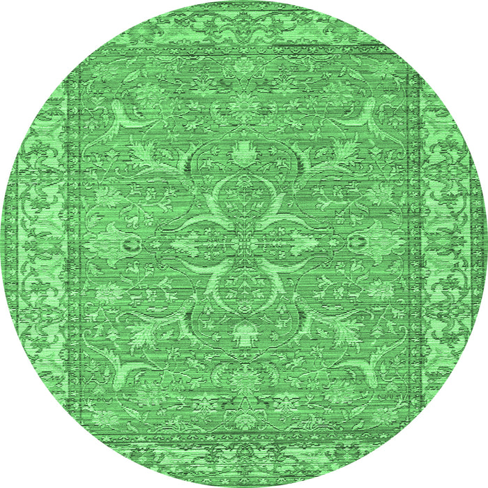 Round Abstract Emerald Green Contemporary Rug, con180emgrn