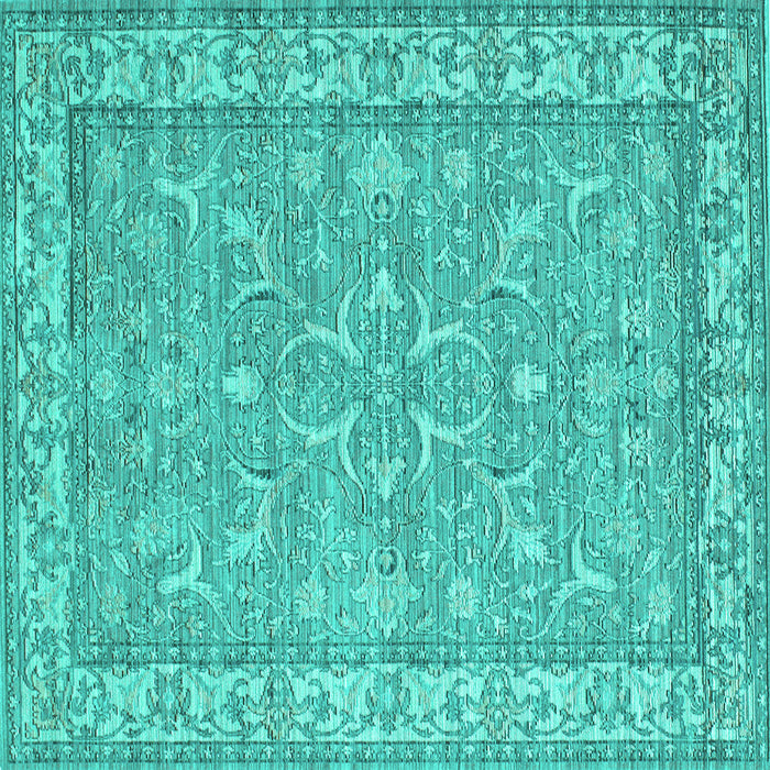 Square Machine Washable Abstract Turquoise Contemporary Area Rugs, wshcon180turq
