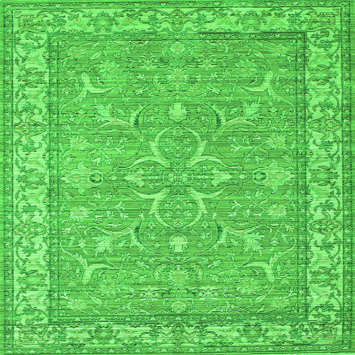 Round Machine Washable Abstract Green Contemporary Area Rugs, wshcon180grn