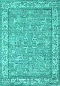 Abstract Turquoise Contemporary Rug, con180turq