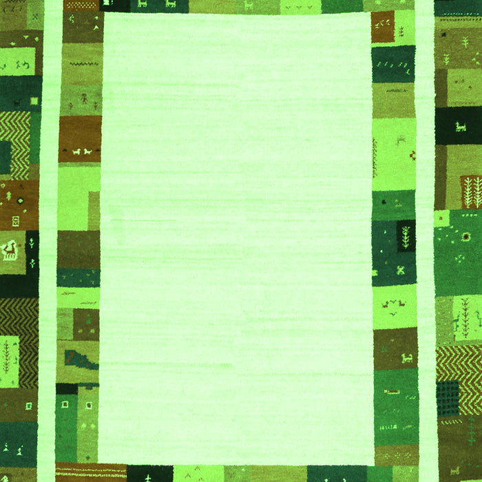 Serging Thickness of Machine Washable Abstract Green Contemporary Area Rugs, wshcon1810grn
