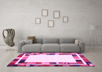 Machine Washable Abstract Pink Contemporary Rug, wshcon1810pnk