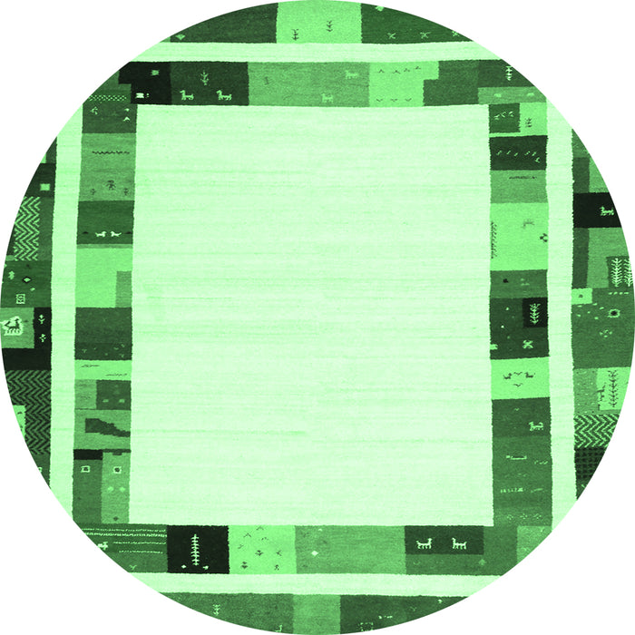 Round Abstract Emerald Green Contemporary Rug, con1810emgrn