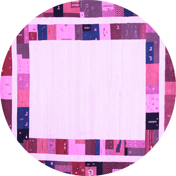 Round Machine Washable Abstract Purple Contemporary Area Rugs, wshcon1810pur