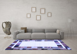 Machine Washable Abstract Blue Contemporary Rug in a Living Room, wshcon1810blu