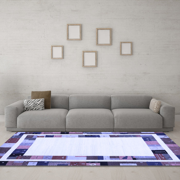 Machine Washable Abstract Blue Contemporary Rug in a Living Room, wshcon1810blu