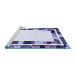 Sideview of Machine Washable Abstract Blue Contemporary Rug, wshcon1810blu
