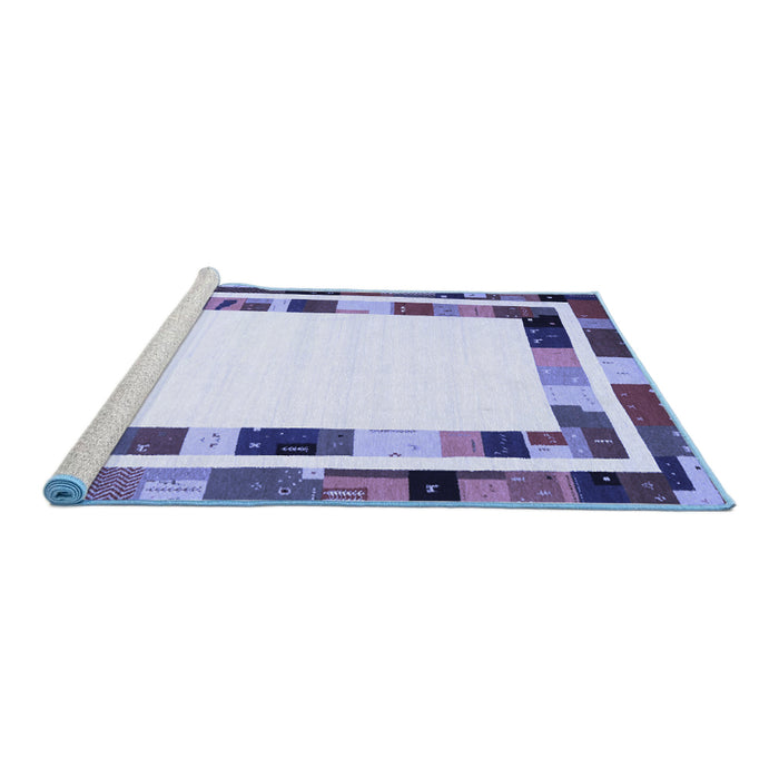 Sideview of Machine Washable Abstract Blue Contemporary Rug, wshcon1810blu