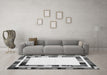 Machine Washable Abstract Gray Contemporary Rug in a Living Room,, wshcon1810gry