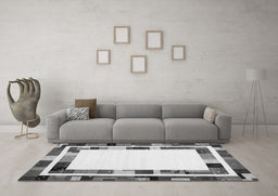 Machine Washable Abstract Gray Contemporary Rug in a Living Room,, wshcon1810gry