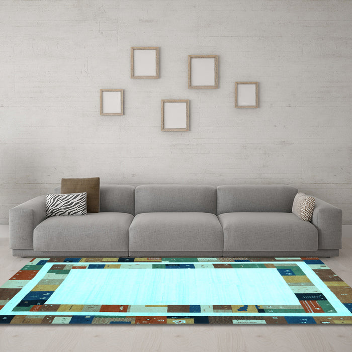 Machine Washable Abstract Light Blue Contemporary Rug in a Living Room, wshcon1810lblu