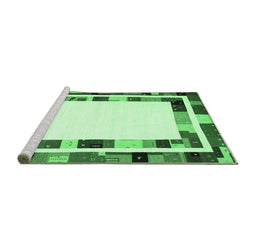 Sideview of Machine Washable Abstract Emerald Green Contemporary Area Rugs, wshcon1810emgrn