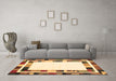 Machine Washable Abstract Brown Contemporary Rug in a Living Room,, wshcon1810brn