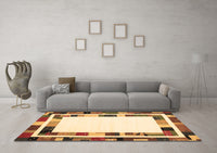 Machine Washable Abstract Brown Contemporary Rug, wshcon1810brn