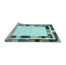 Sideview of Machine Washable Abstract Light Blue Contemporary Rug, wshcon1810lblu
