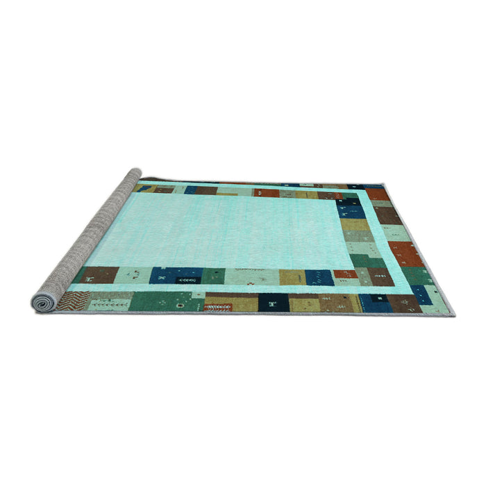 Sideview of Machine Washable Abstract Light Blue Contemporary Rug, wshcon1810lblu