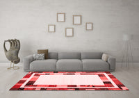 Machine Washable Abstract Red Contemporary Rug, wshcon1810red