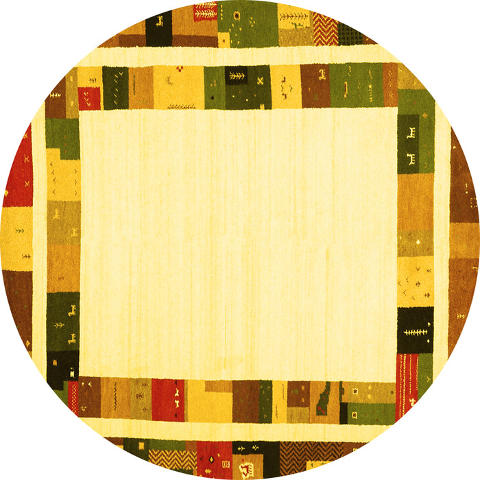 Round Abstract Yellow Contemporary Rug, con1810yw