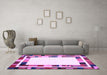 Machine Washable Abstract Purple Contemporary Area Rugs in a Living Room, wshcon1810pur