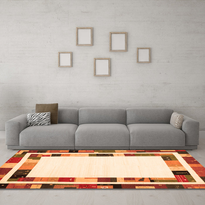 Machine Washable Abstract Orange Contemporary Area Rugs in a Living Room, wshcon1810org