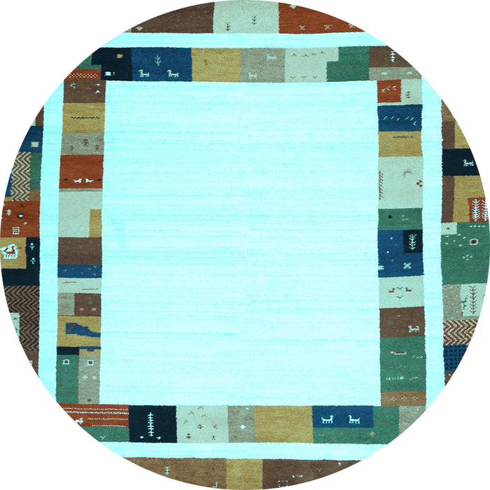 Round Abstract Light Blue Contemporary Rug, con1810lblu