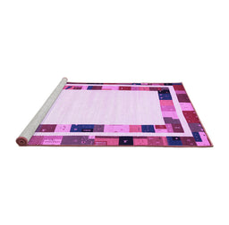 Sideview of Machine Washable Abstract Purple Contemporary Area Rugs, wshcon1810pur