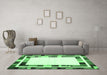 Machine Washable Abstract Emerald Green Contemporary Area Rugs in a Living Room,, wshcon1810emgrn