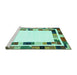 Sideview of Machine Washable Abstract Turquoise Contemporary Area Rugs, wshcon1810turq