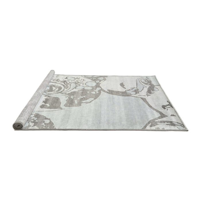 Serging Thickness of Machine Washable Contemporary Silver Gray Rug, wshcon1811