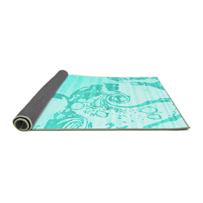 Sideview of Abstract Turquoise Contemporary Rug, con1811turq