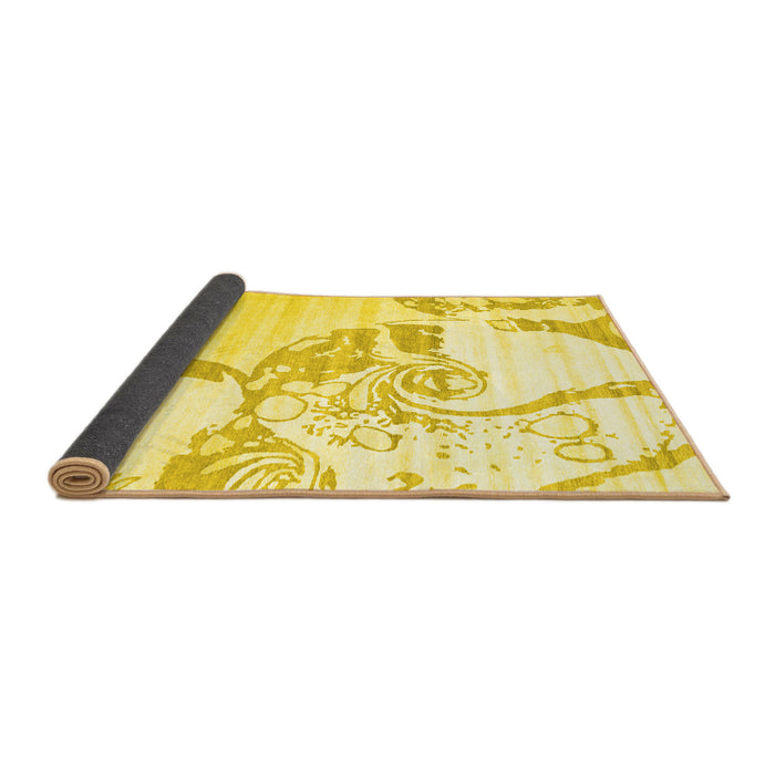 Sideview of Abstract Yellow Contemporary Rug, con1811yw
