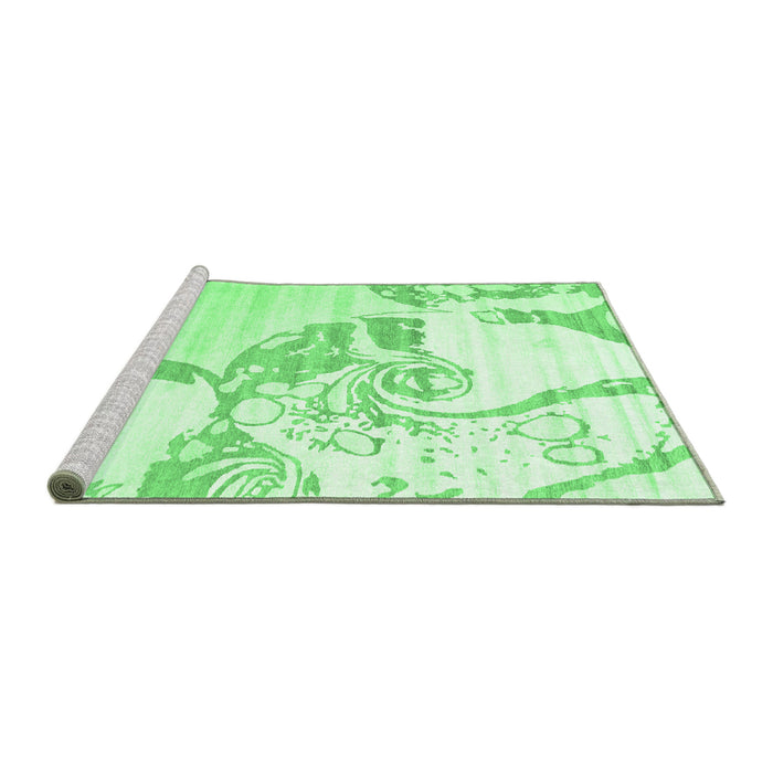 Sideview of Machine Washable Abstract Emerald Green Contemporary Area Rugs, wshcon1811emgrn