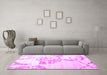 Machine Washable Abstract Pink Contemporary Rug in a Living Room, wshcon1811pnk