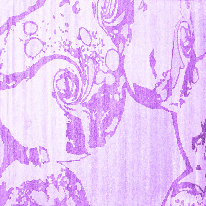 Square Machine Washable Abstract Purple Contemporary Area Rugs, wshcon1811pur