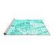 Sideview of Machine Washable Abstract Turquoise Contemporary Area Rugs, wshcon1811turq