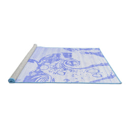 Sideview of Machine Washable Abstract Blue Contemporary Rug, wshcon1811blu