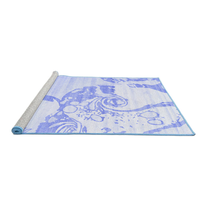 Sideview of Machine Washable Abstract Blue Contemporary Rug, wshcon1811blu