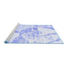 Sideview of Machine Washable Abstract Blue Contemporary Rug, wshcon1811blu