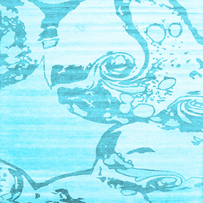 Square Machine Washable Abstract Light Blue Contemporary Rug, wshcon1811lblu