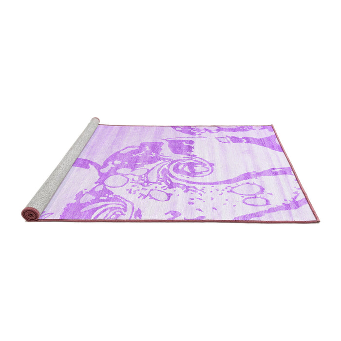Sideview of Machine Washable Abstract Purple Contemporary Area Rugs, wshcon1811pur
