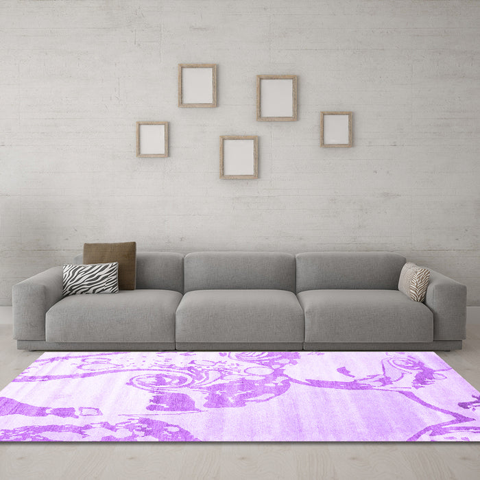 Machine Washable Abstract Purple Contemporary Area Rugs in a Living Room, wshcon1811pur