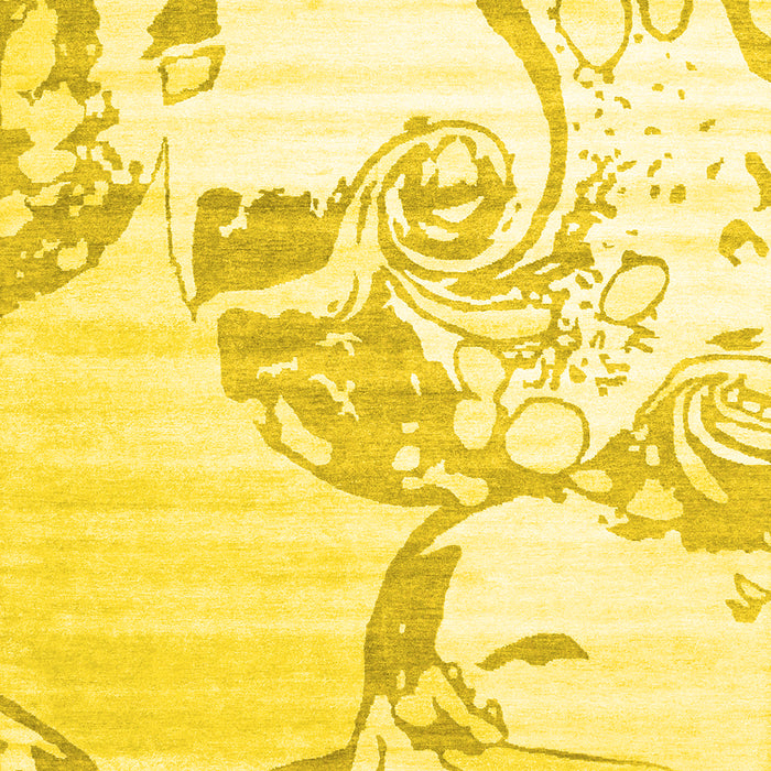 Machine Washable Abstract Yellow Contemporary Rug, wshcon1811yw